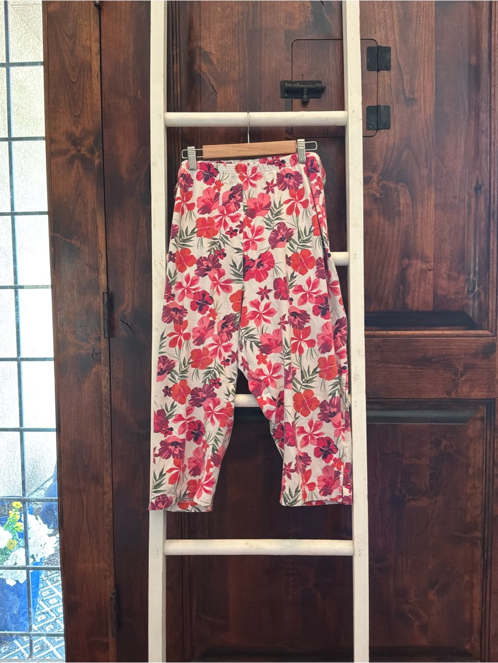 Woman Within Pink and Red Floral Girls Leggings